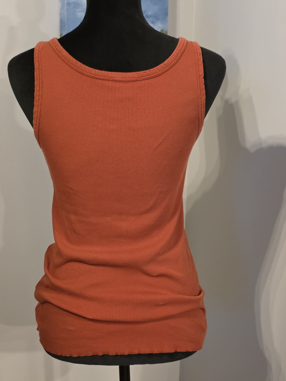 Sundance Medium Ribbed Tank Top: Sundance Ribbed Henley in Rust-Orange - Picture 3 of 8